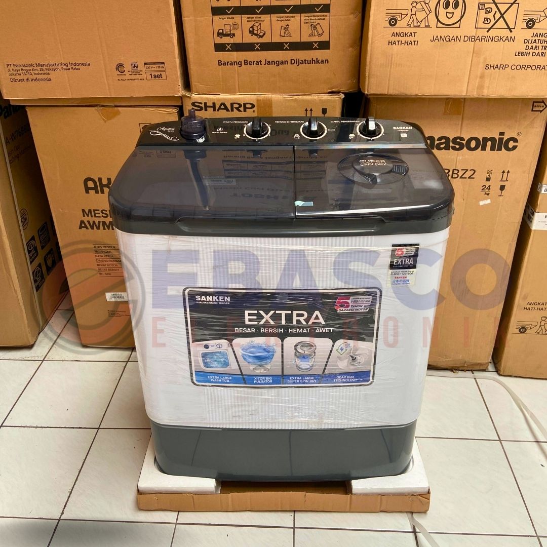 SANKEN MESIN CUCI 8 KG TW-8900 BK LOW WATT