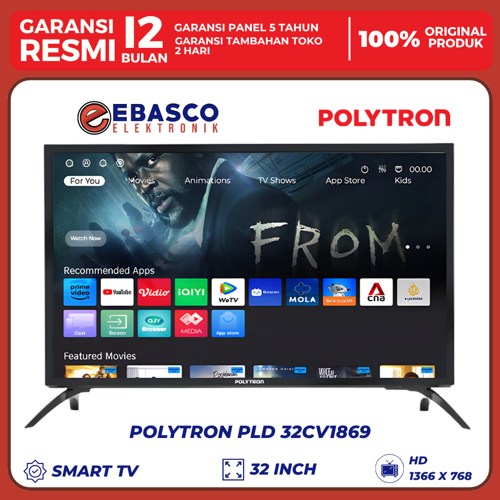 POLYTRON SMART TV 32 INCH 32CV2269 BERGANSI RESMI