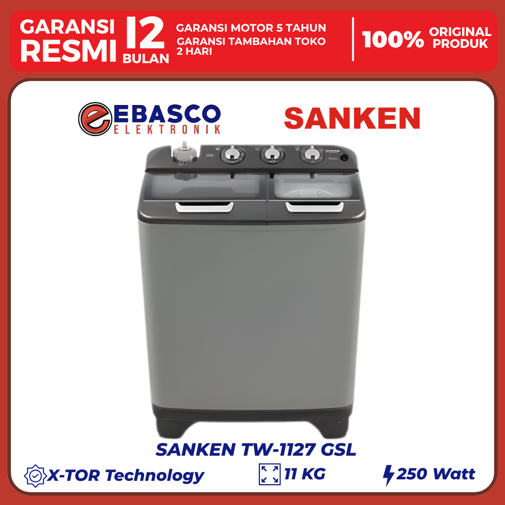 SANKEN MESIN CUCI 11 KG TW-1127 GSL